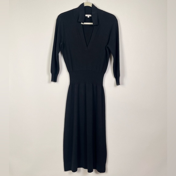Unsubscribed Cashmere Blend Polo Sweater Dress | Black | Size S - Picture 2 of 10